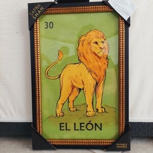 NIP Sapna Shah 12" X 18" #30 Wall Art El Leon mexican loteria